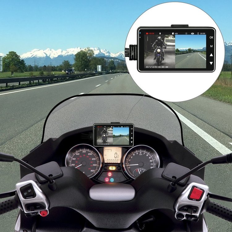 Motorcycle Dash Cam Dual Lens Camera System for Road Recording