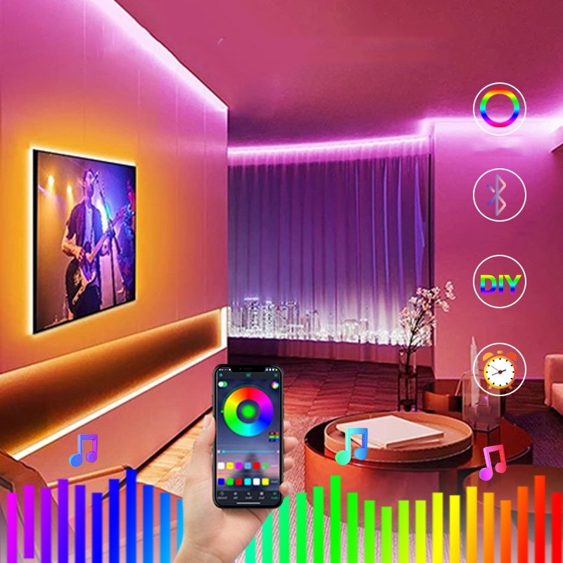 Strisce luminose a LED – Set di cinture reattive alla musica con illuminazione ambientale intelligente a 7 colori