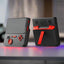 Console portatile E5 - Console per videogiochi con power bank da 6000 mAh, schermo IPS da 5 pollici, 22 W, console per videogiochi arcade classica con macchina per giochi retrò