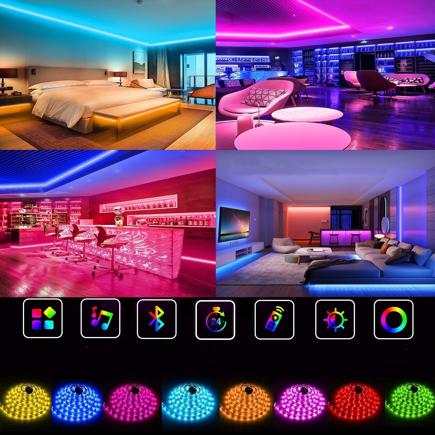 Strisce luminose a LED – Set di cinture reattive alla musica con illuminazione ambientale intelligente a 7 colori