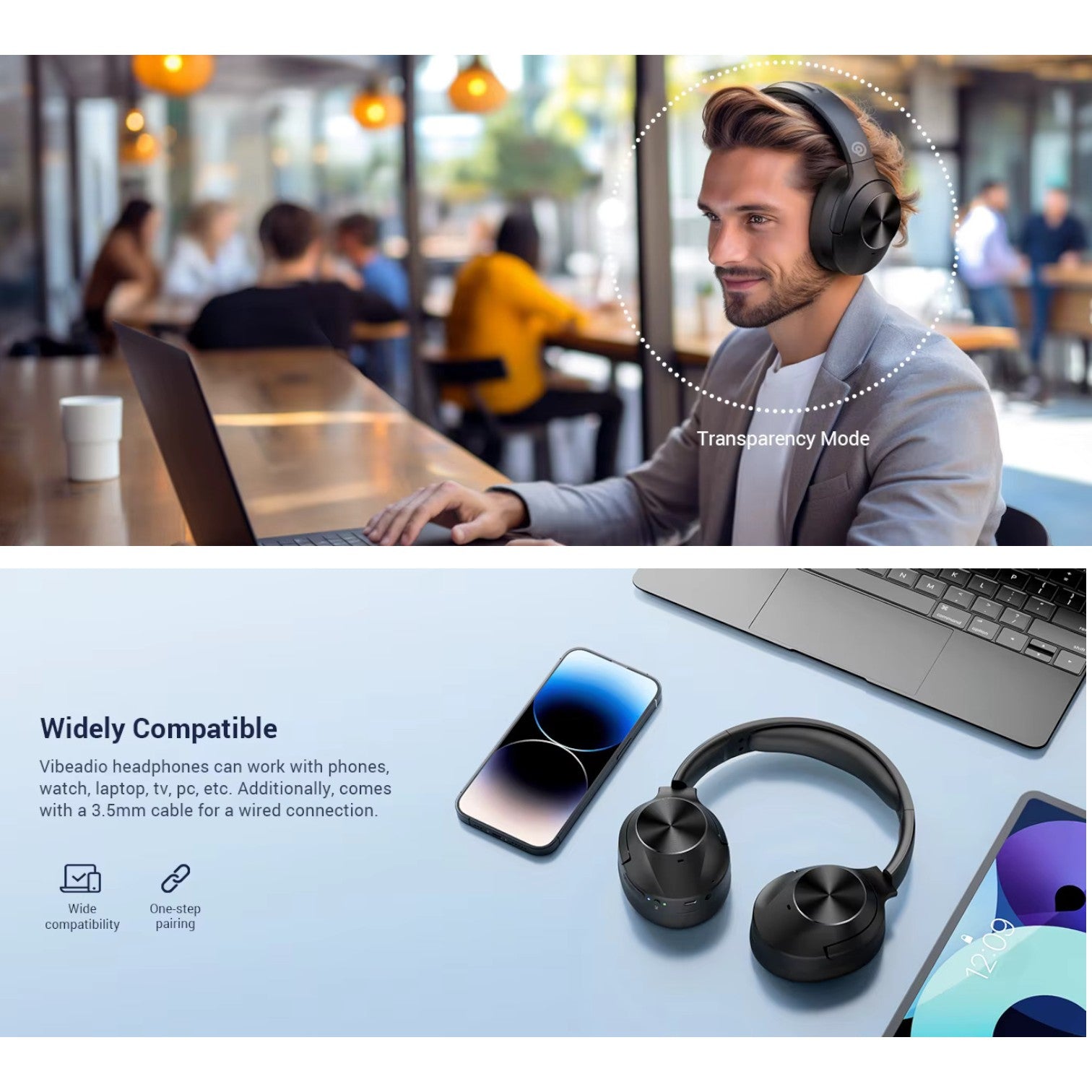 Cuffie COWIN E11 Wireless e Cablate con Controllo Attivo del Rumore, Connettività Bluetooth 5.2 e Audio Hi-Fi per un’Esperienza di Ascolto Immersiva