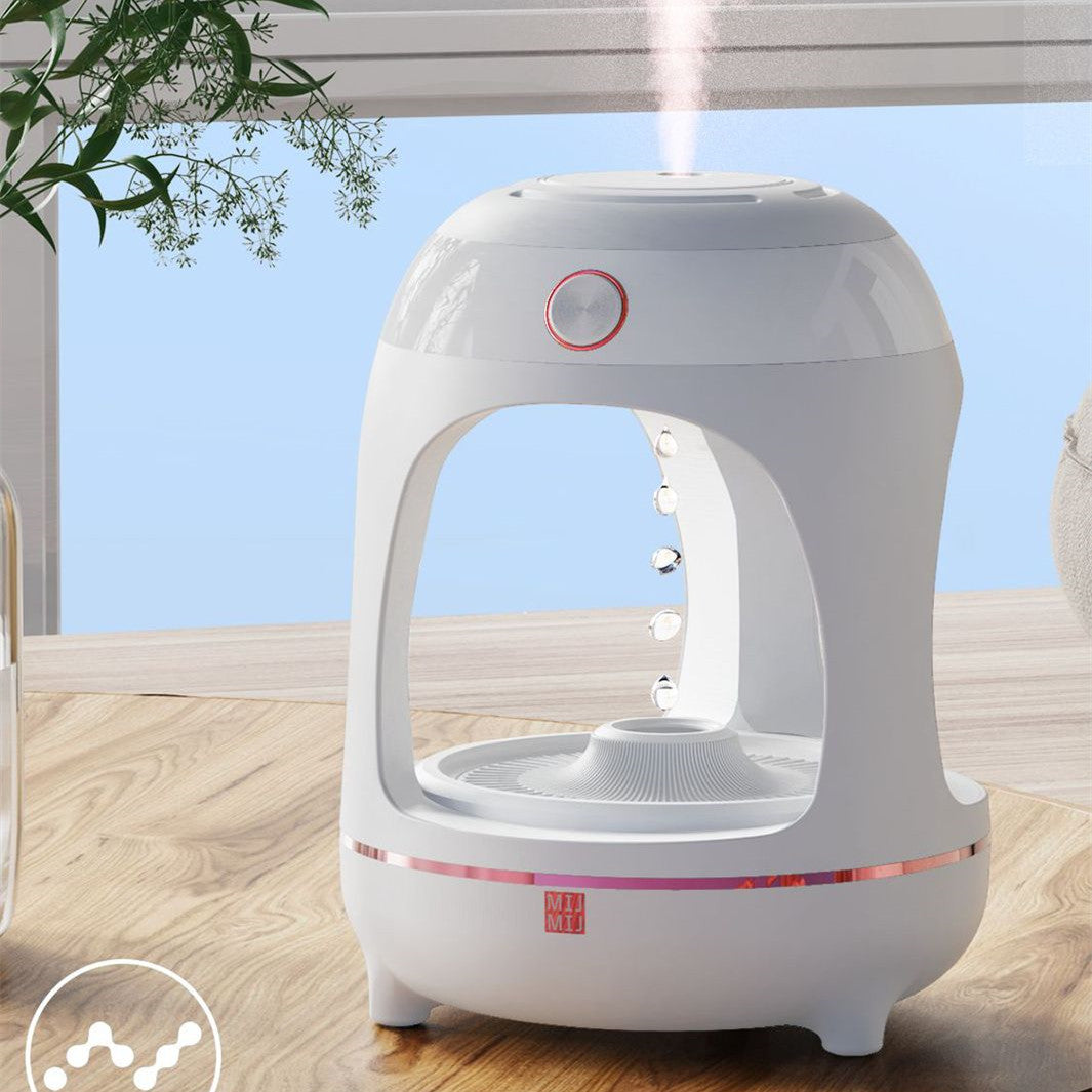 Umidificatore levitante – Fontana antigravità con gocce d'acqua, luce LED ed effetto purificatore d'aria