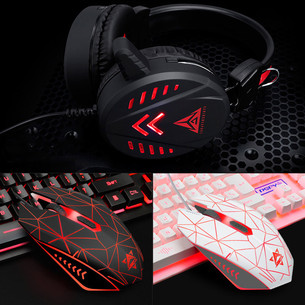Set combinato da gioco: tastiera, mouse e cuffie luminose cablate USB per PC desktop