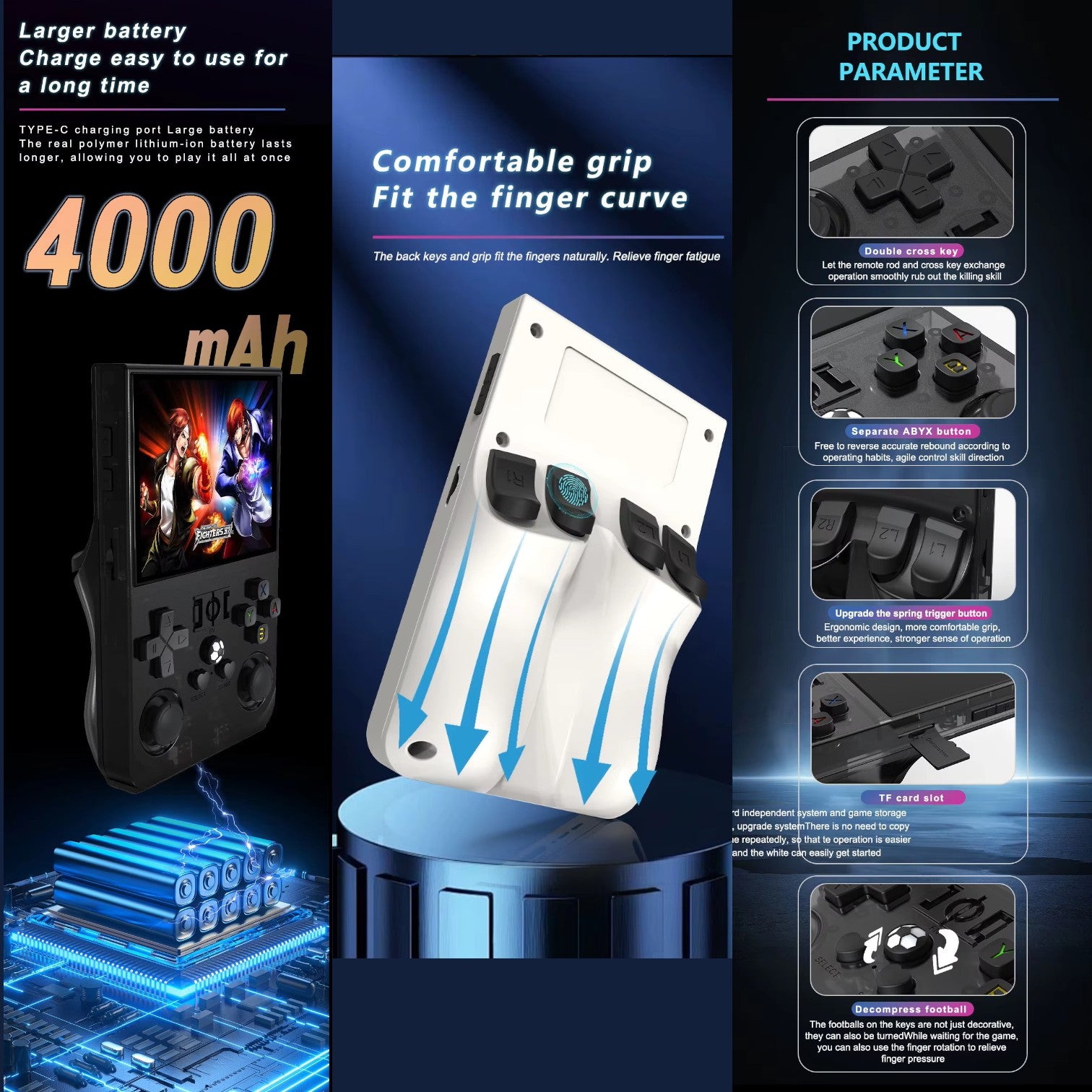 R36 Pro Retro Game Console Portatile  640×480 con Memoria da 64GB o 128GB, Uscita TV e Supporto per Giochi Arcade Classici
