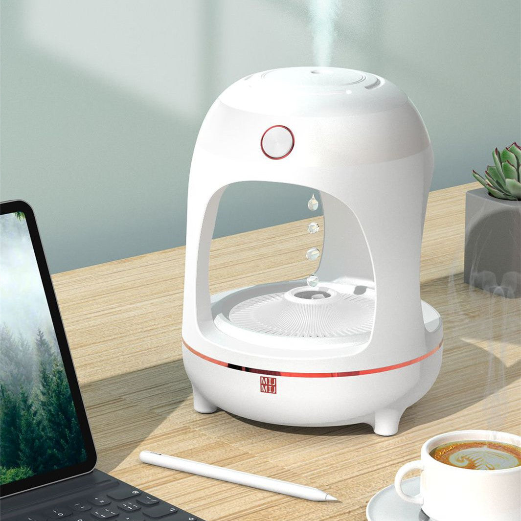 Umidificatore levitante – Fontana antigravità con gocce d'acqua, luce LED ed effetto purificatore d'aria