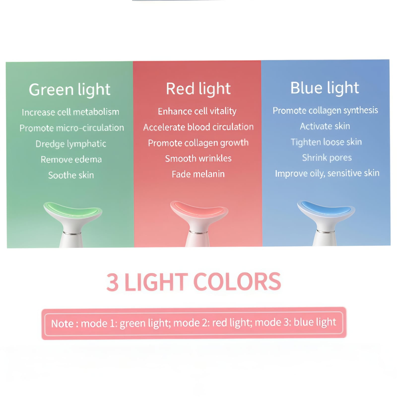 Massaggiatore 3-in-1 per Collo e Viso con Terapia a Luce LED - Ringiovanimento della Pelle, Rassodamento e Lifting