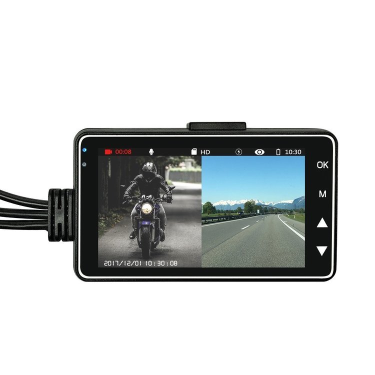 Motorcycle Dash Cam Dual Lens Camera System for Road Recording