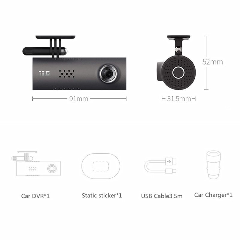 Smart Dash Camera WiFi DVR 1080P FHD, 130° Wide Angle