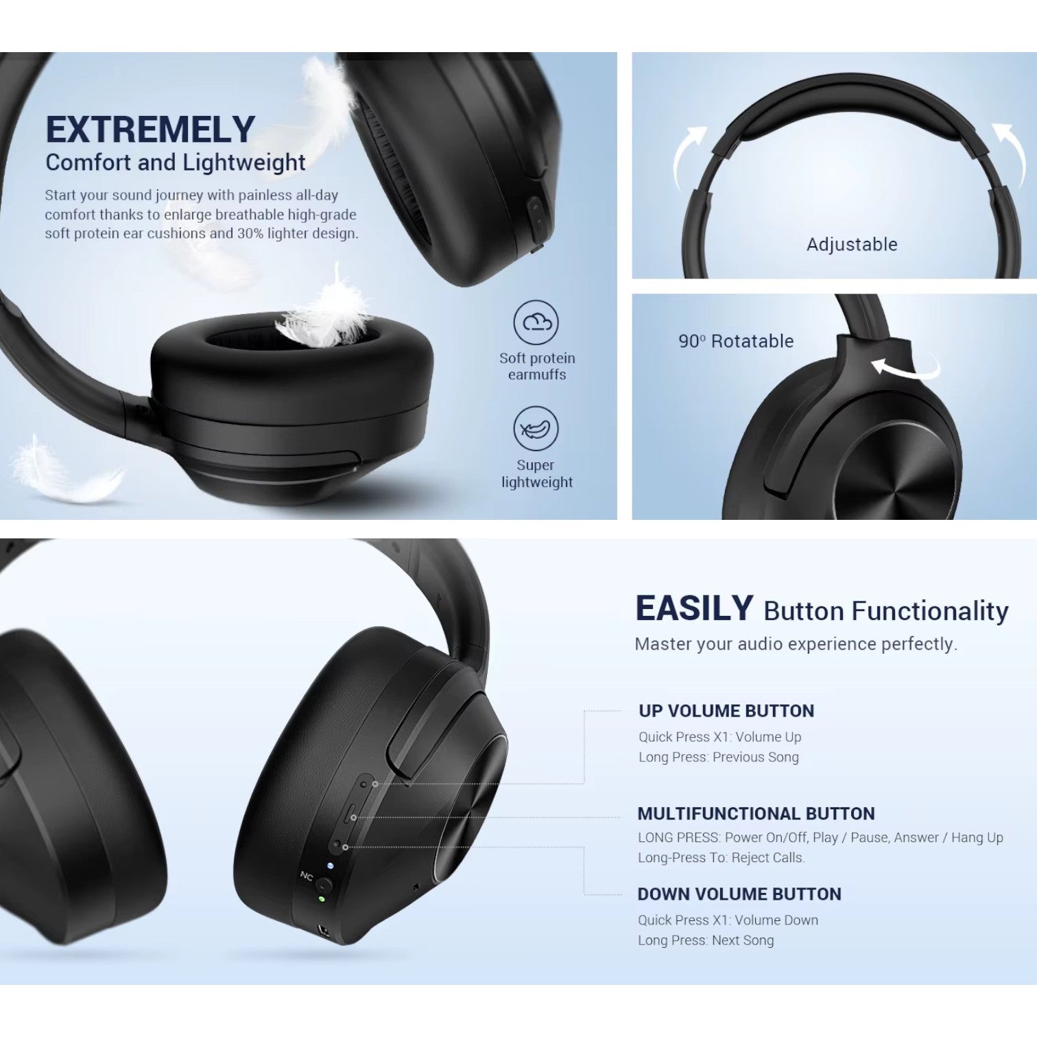 Cuffie COWIN E11 Wireless e Cablate con Controllo Attivo del Rumore, Connettività Bluetooth 5.2 e Audio Hi-Fi per un’Esperienza di Ascolto Immersiva