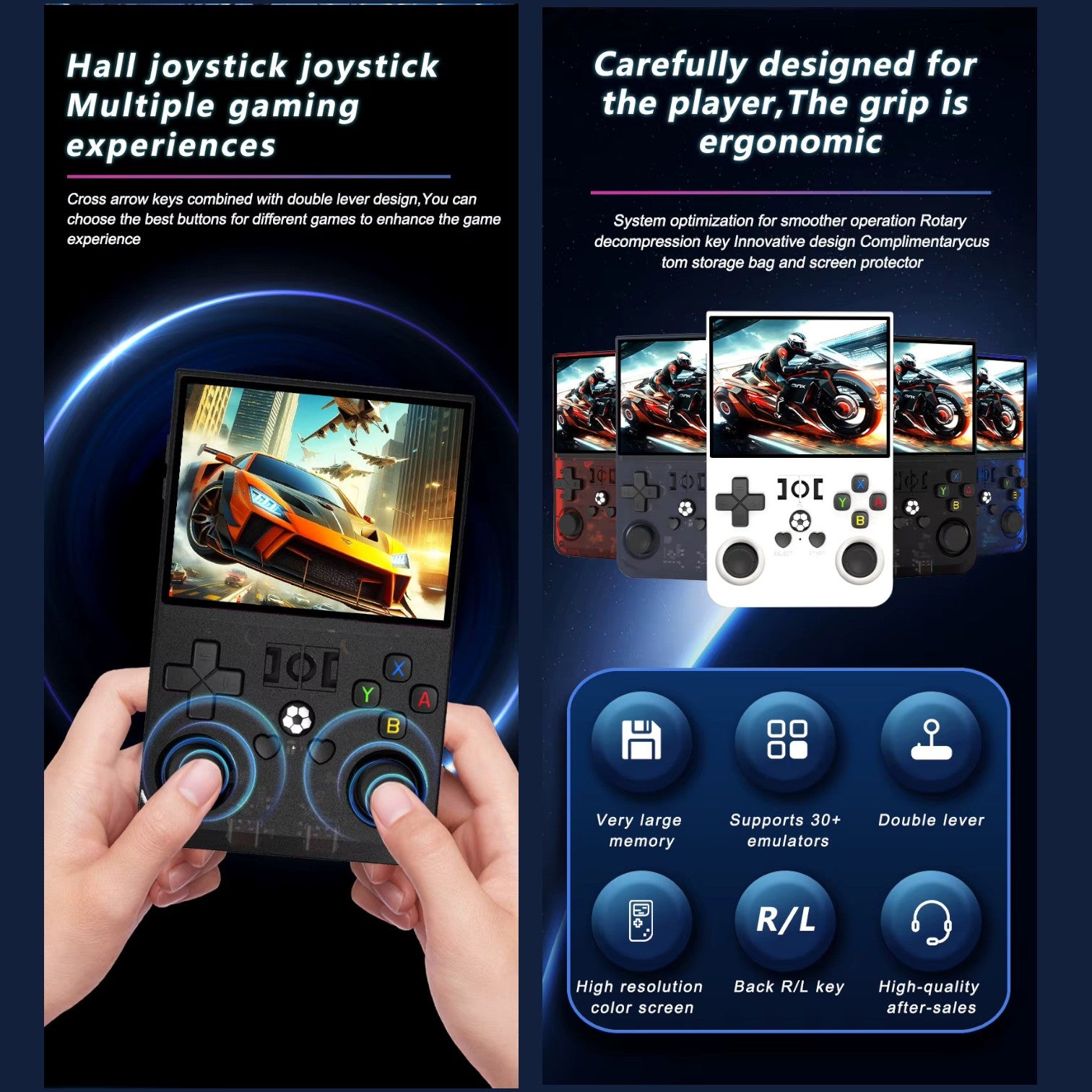 R36 Pro Retro Game Console Portatile  640×480 con Memoria da 64GB o 128GB, Uscita TV e Supporto per Giochi Arcade Classici