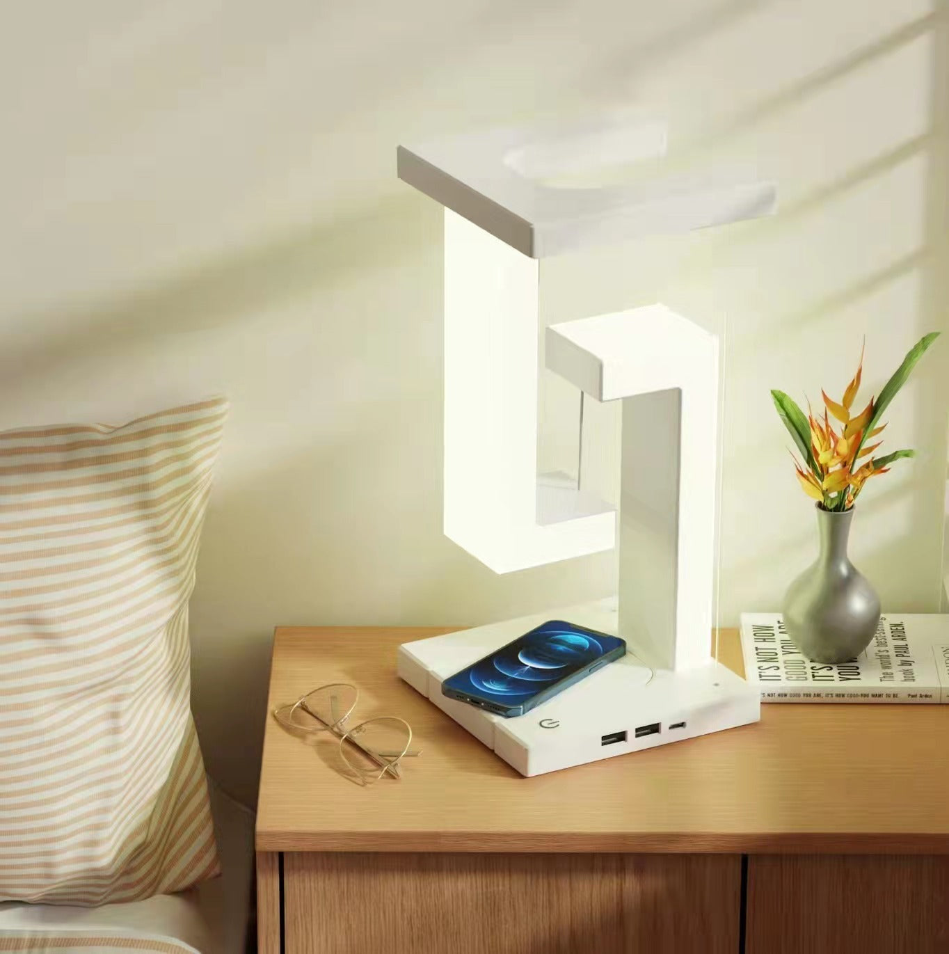 Lampada galleggiante – Lampada a sospensione con ricarica wireless per camera da letto e arredamento per la casa