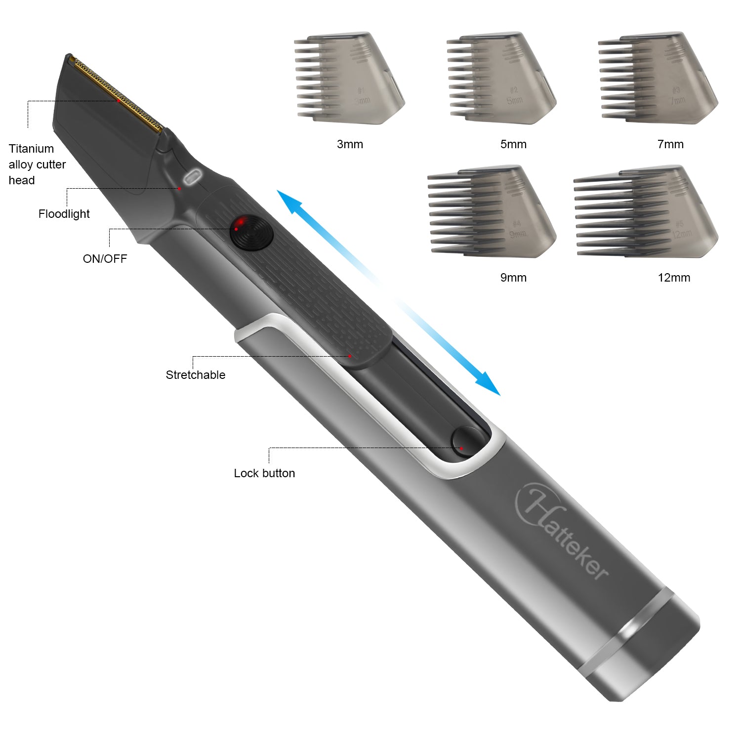 Tagliacapelli per il corpo - Rasoio USB retrattile e strumento di toelettatura portatile per uomo