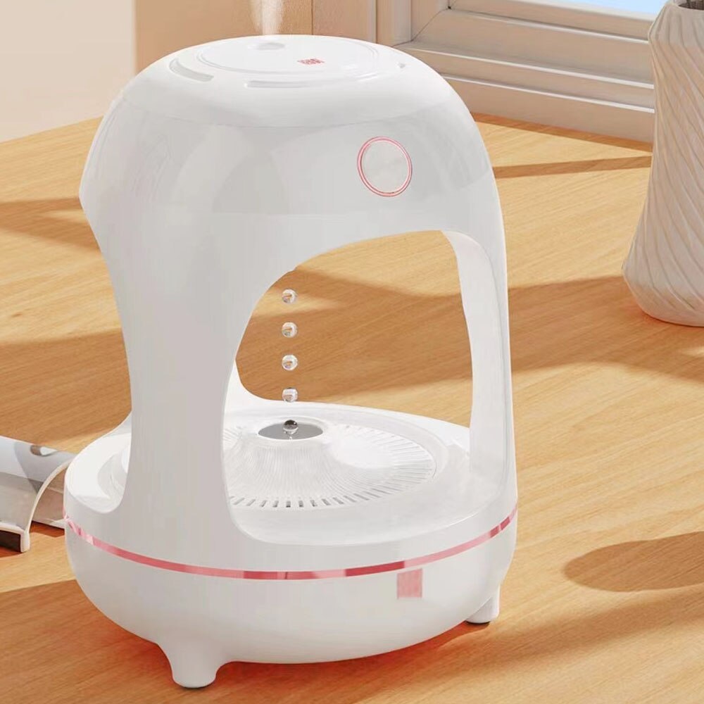 Umidificatore levitante – Fontana antigravità con gocce d'acqua, luce LED ed effetto purificatore d'aria