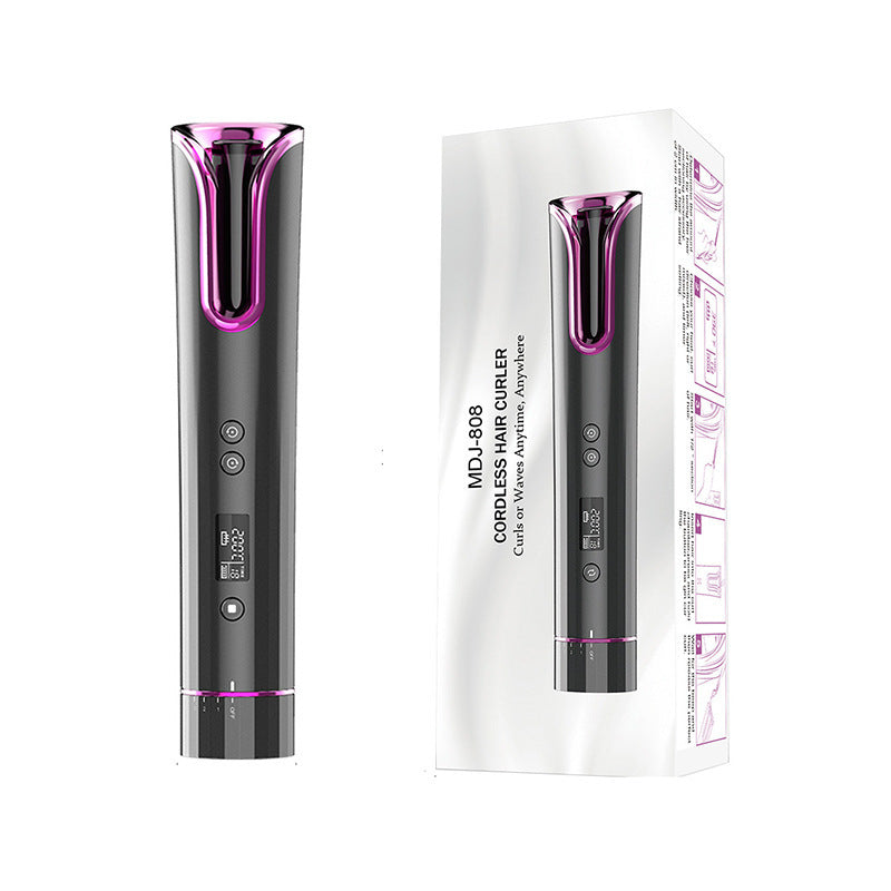 Ferro arricciacapelli - Arricciacapelli in ceramica automatico senza fili USB per donna, arricciacapelli wireless con tecnologia T-Waves