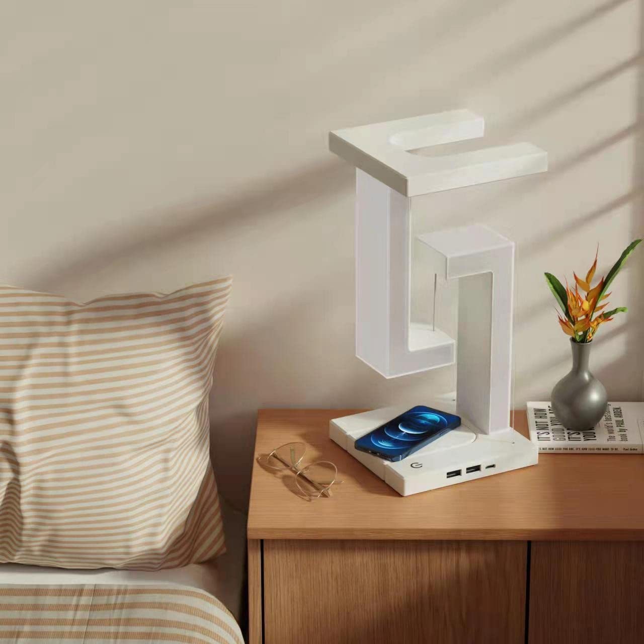 Lampada galleggiante – Lampada a sospensione con ricarica wireless per camera da letto e arredamento per la casa