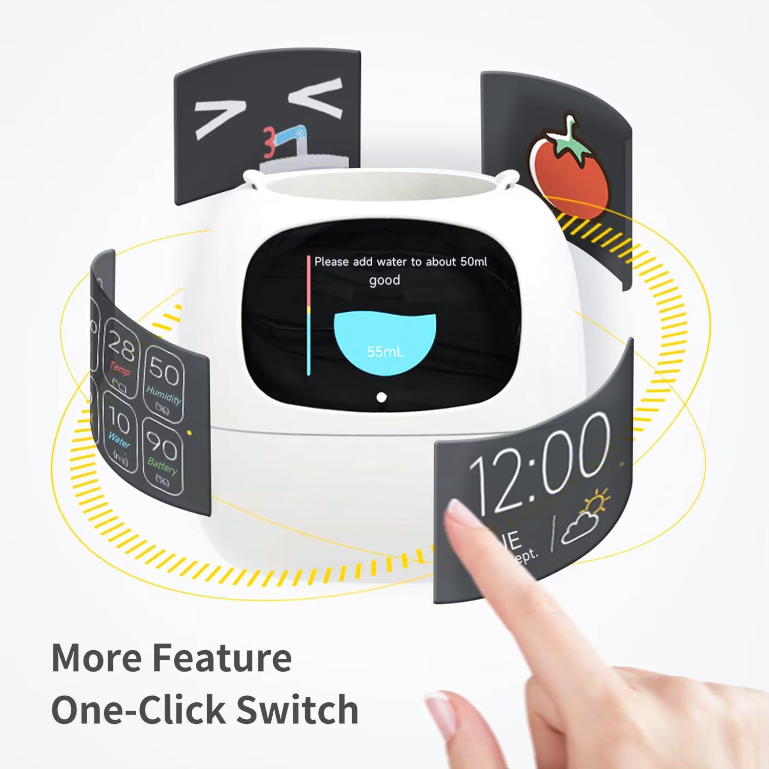 AI Smart Planter - Dispositivo di giardinaggio con interazione gestuale e monitoraggio dell'acqua in tempo reale, vasi intelligenti per la casa intelligente