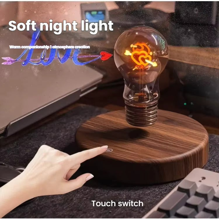 Lampadina levitante magnetica LED con base in legno