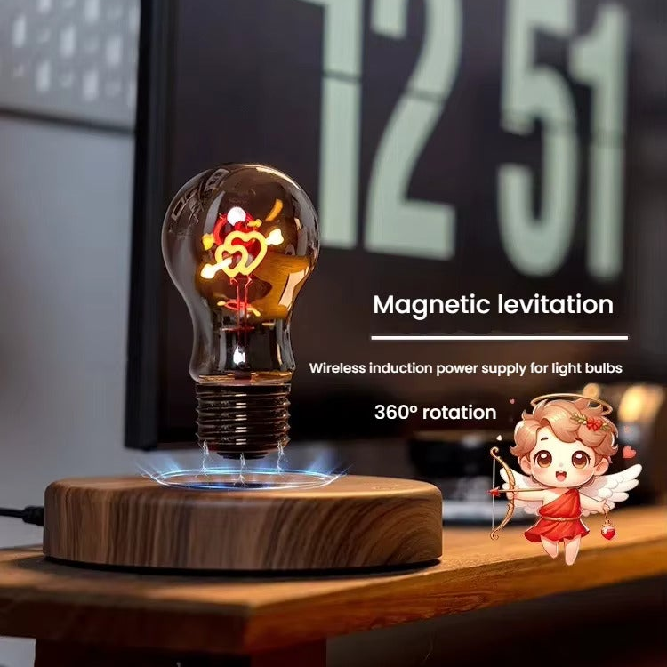 Lampadina levitante magnetica LED con base in legno