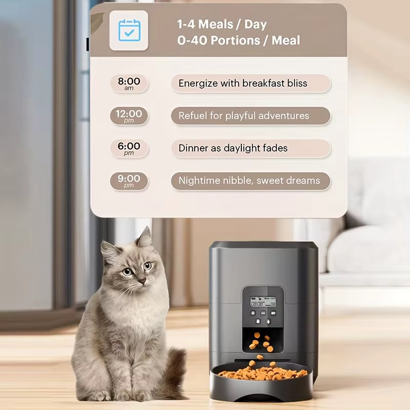 Smart Pet Feeder - Distributore automatico di cibo per cani e gatti da 2 litri con porzioni temporizzate e controllo tramite APP