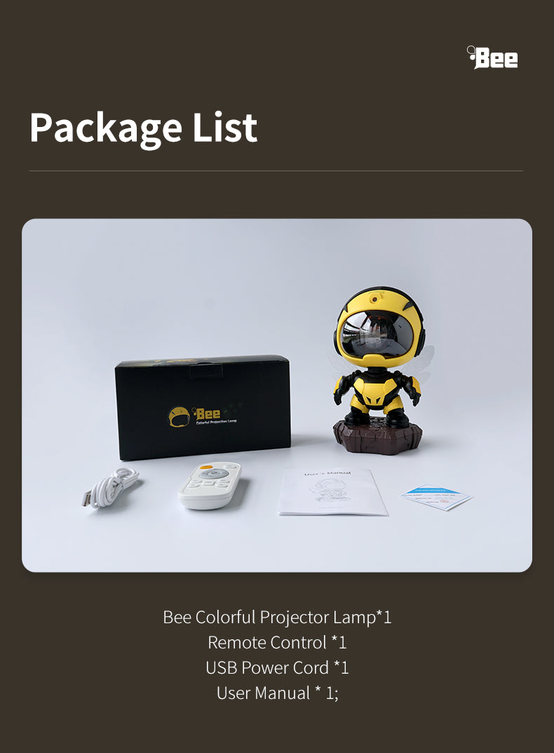 Bee Astronaut - Proiettore di stelle con effetti nebulosi, lampada da soffitto a LED per bambini con telecomando e timer