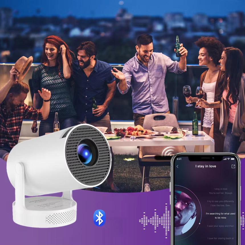 Dazzler HY300 Ultra mini proiettore 4K Ultra HD portatile per home theater con WiFi e Bluetooth intelligenti, ideale per uso interno ed esterno