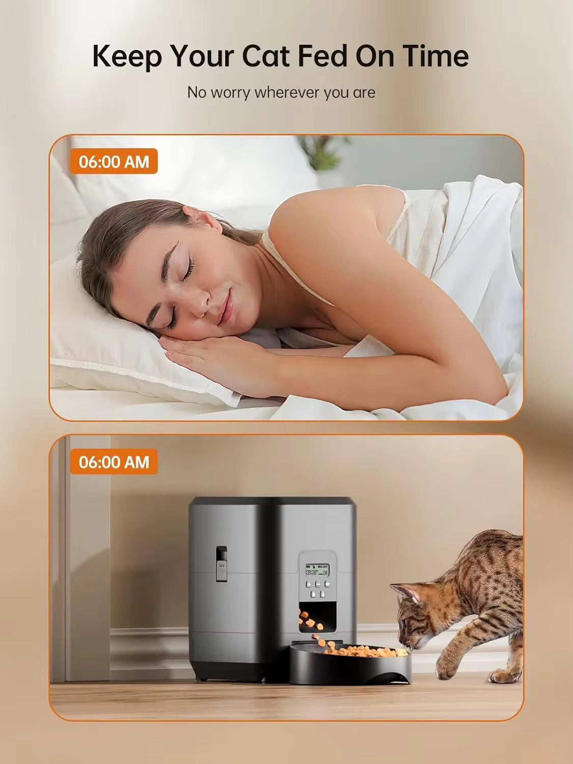 Smart Pet Feeder - Distributore automatico di cibo per cani e gatti da 2 litri con porzioni temporizzate e controllo tramite APP