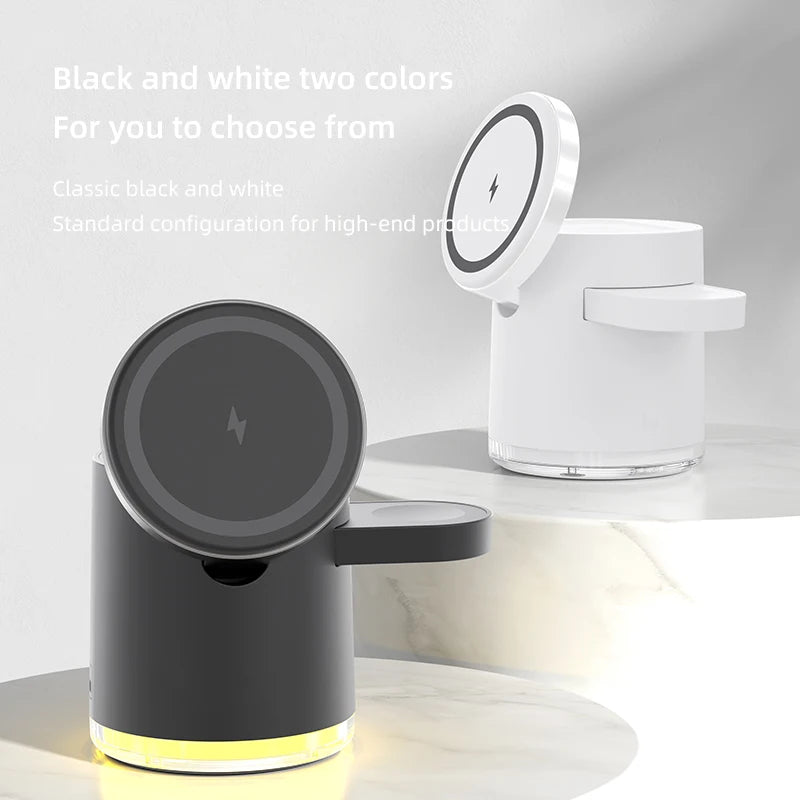 Wireless Charger Dock 4 in 1 Fast Charging Stand with Night Light, MagSafe iPhone 17/16/15/14 Pro Max, Apple Watch, and AirPods Pro 2–8
