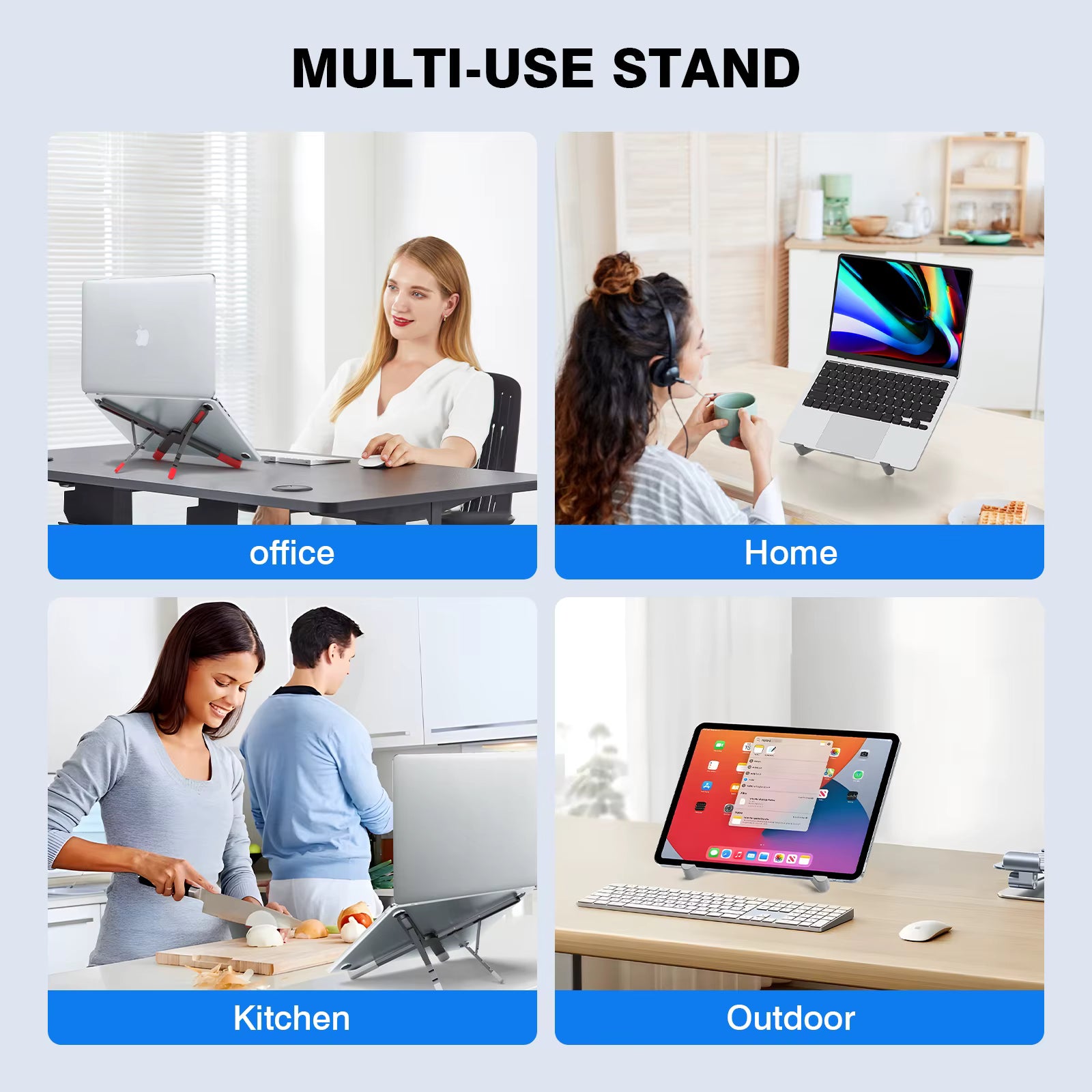 Laptop Stand Adjustable Portable Aluminum Notebook Holder with Foldable Design and Ergonomic Height Support