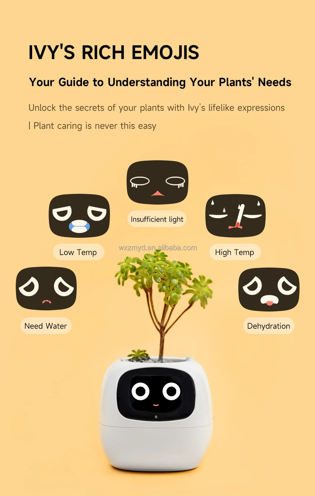 AI Smart Planter - Dispositivo di giardinaggio con interazione gestuale e monitoraggio dell'acqua in tempo reale, vasi intelligenti per la casa intelligente