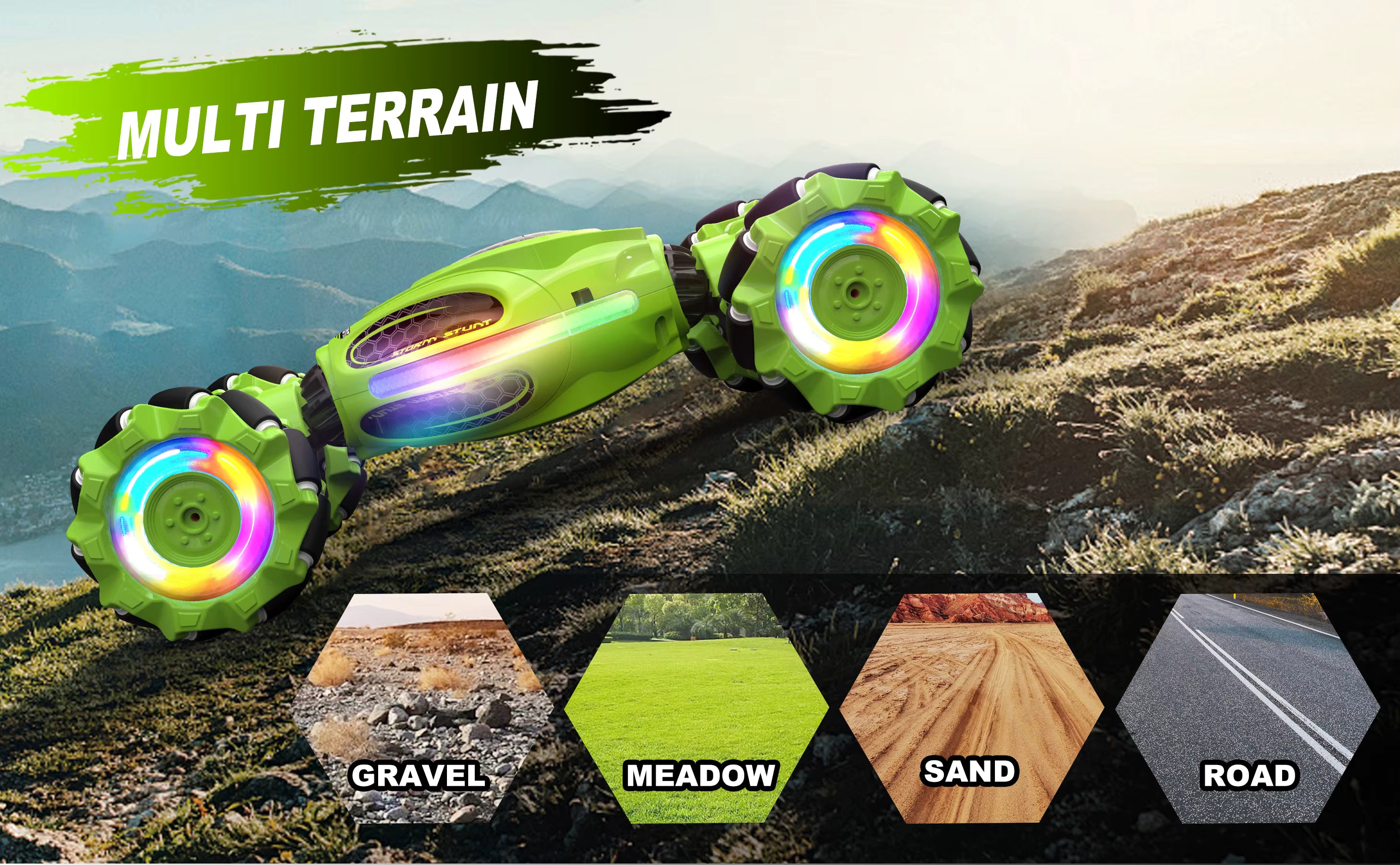 HOSHI Stunt Car – 1611 PRO 2.4GHz Scala 1:18 4WD Twist Drift RC Car con orologio e telecomando, giocattoli per bambini