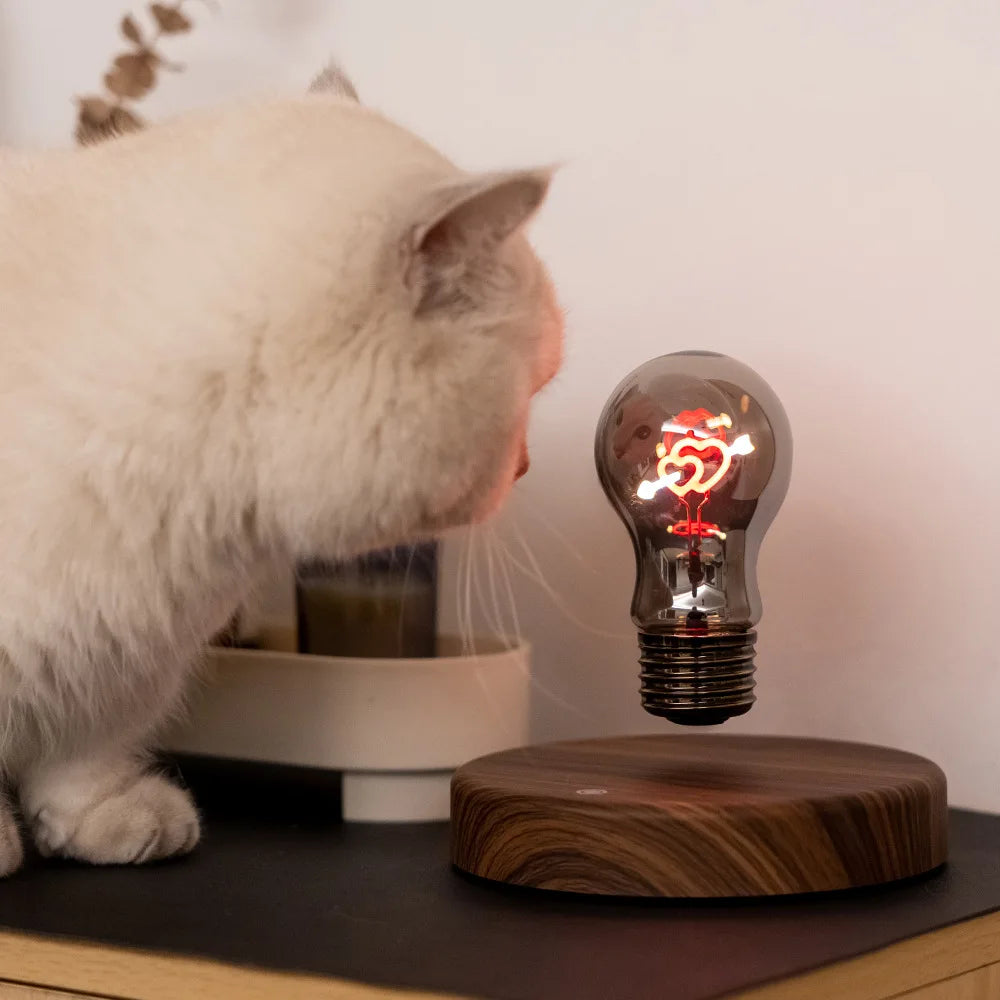 Lampadina levitante magnetica LED con base in legno