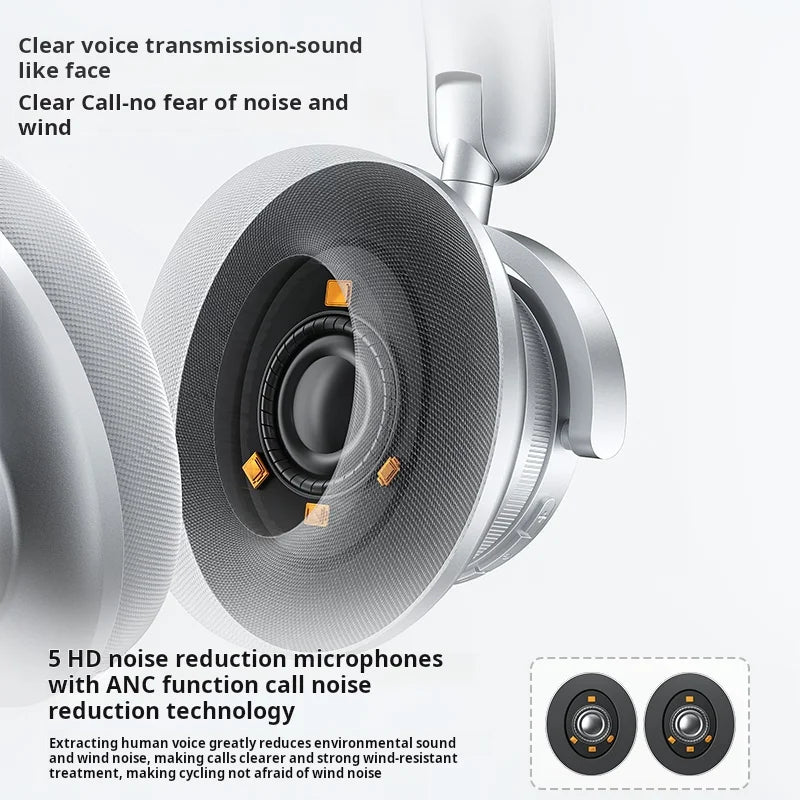 TOURACE H60 Headphones Active Noise Cancelling Wireless Earphones with LED, Metallic Finish, Sweatproof Sports Design and Long Battery Life