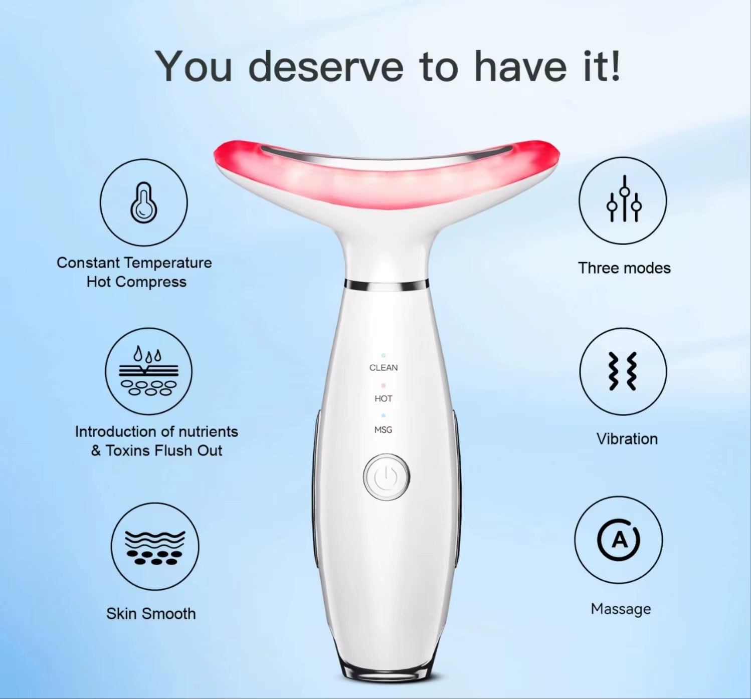 Massaggiatore 3-in-1 per Collo e Viso con Terapia a Luce LED - Ringiovanimento della Pelle, Rassodamento e Lifting