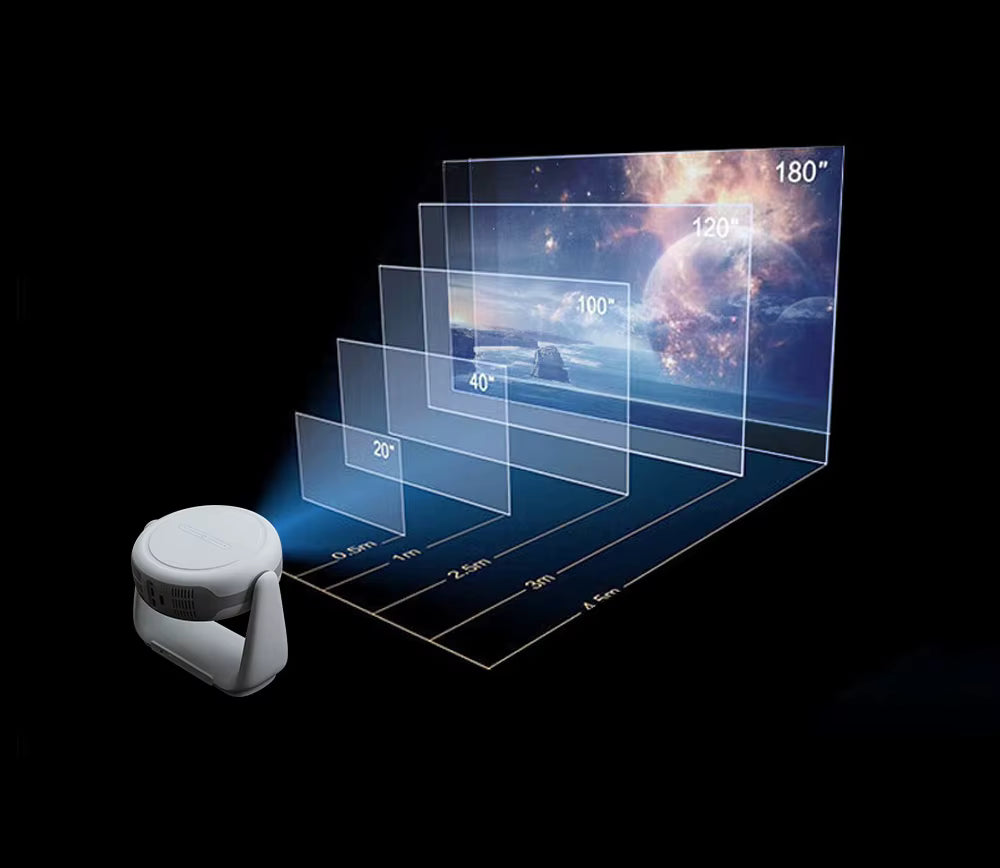 OEM Rotating Projector Mini Smart Android 11 Home Cinema, 230 ANSI Lumens, 1080P Portable 4K Rechargeable Projector