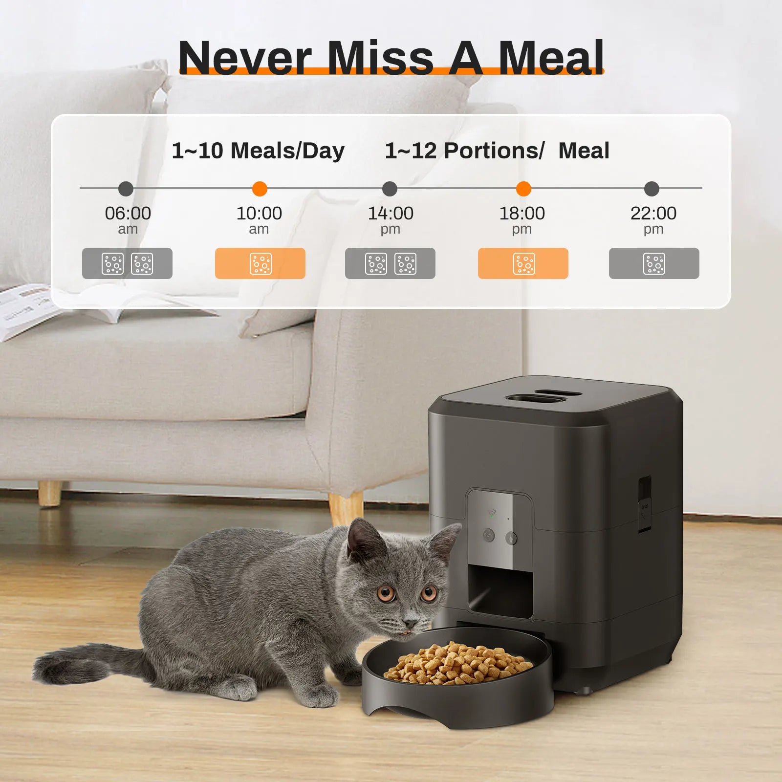 Smart Pet Feeder - Distributore automatico di cibo per cani e gatti da 2 litri con porzioni temporizzate e controllo tramite APP