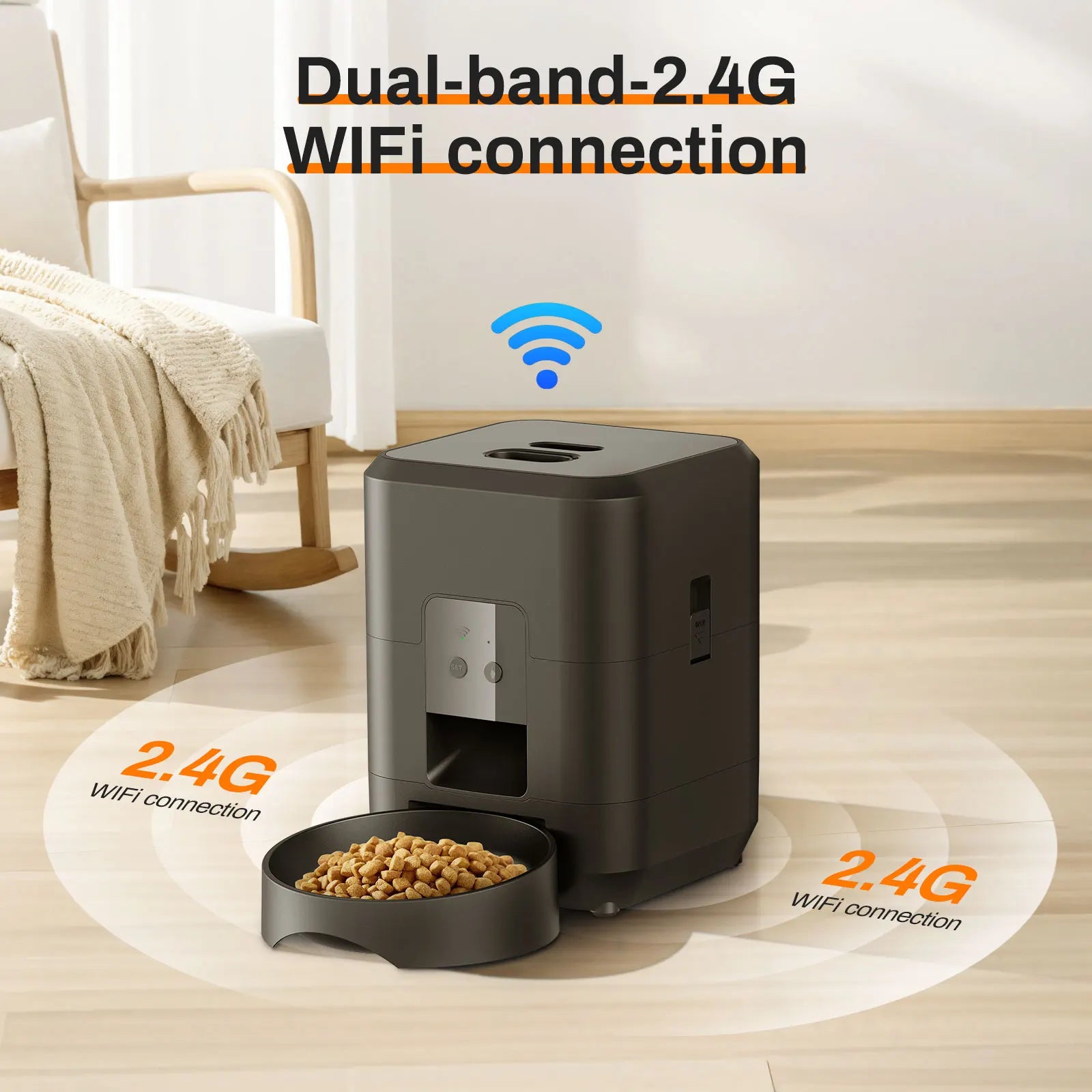 Smart Pet Feeder - Distributore automatico di cibo per cani e gatti da 2 litri con porzioni temporizzate e controllo tramite APP