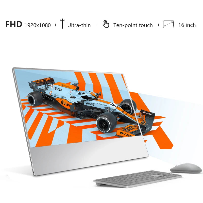 Monitor sottile SIBOLAN – Display portatile da 15,6 pollici 1080P, cornice ultrasottile, design unibody ultrasottile, touch on-cell, mini HD, supporto ODM