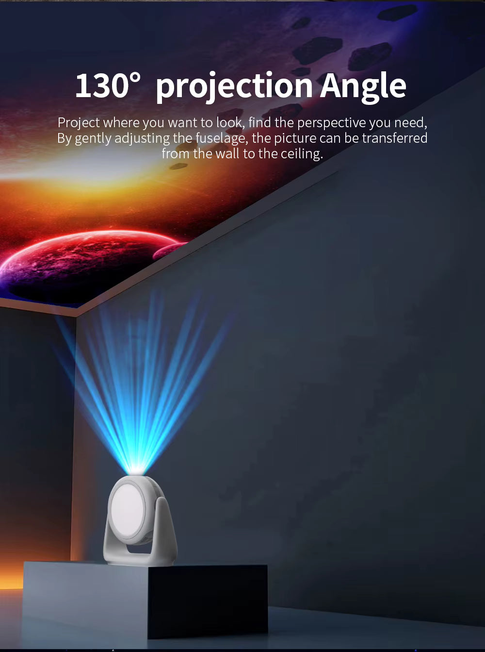 OEM Rotating Projector Mini Smart Android 11 Home Cinema, 230 ANSI Lumens, 1080P Portable 4K Rechargeable Projector