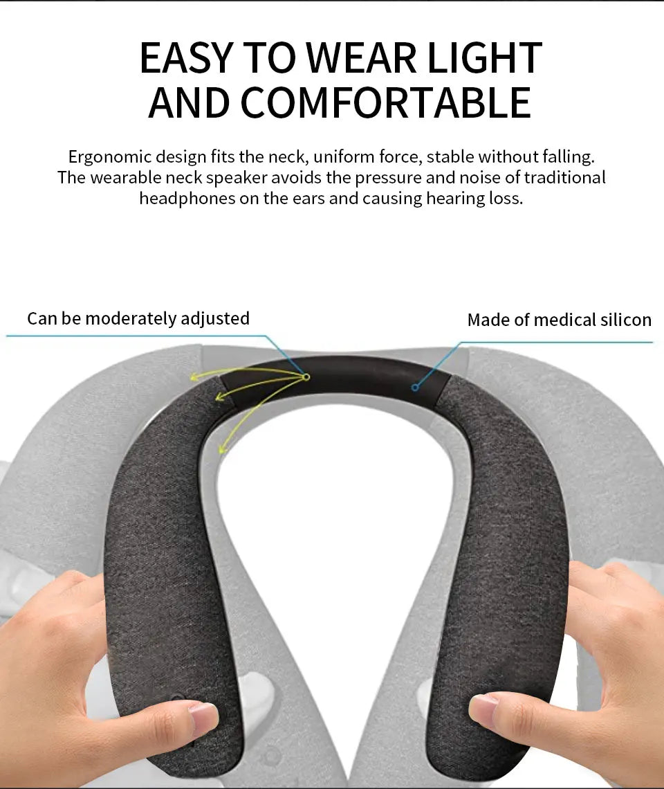 Wearable Stereo Sound AptX High Fidelity 3D Audio with Low Latency, Built-in Mic, IPX5 Waterproof for Home and Outdoor