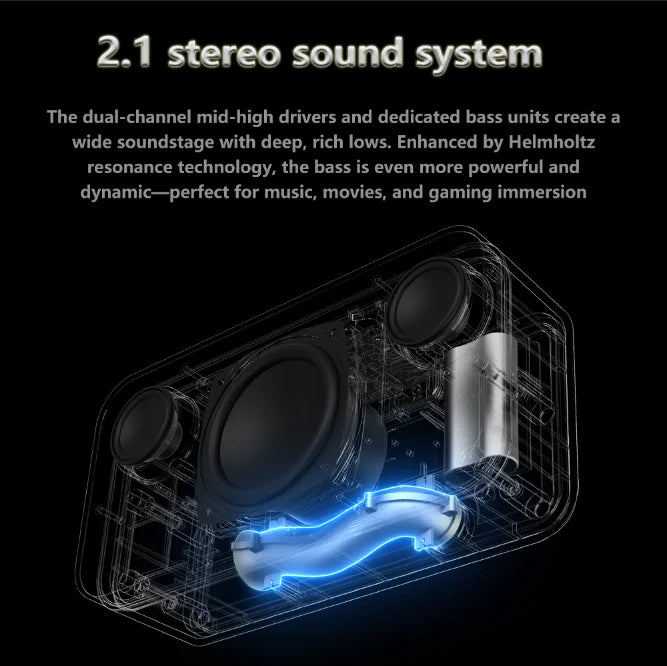 Home Office Speaker 30W Golden Sound Wooden Bookshelf BT5.4 Portable Audio System