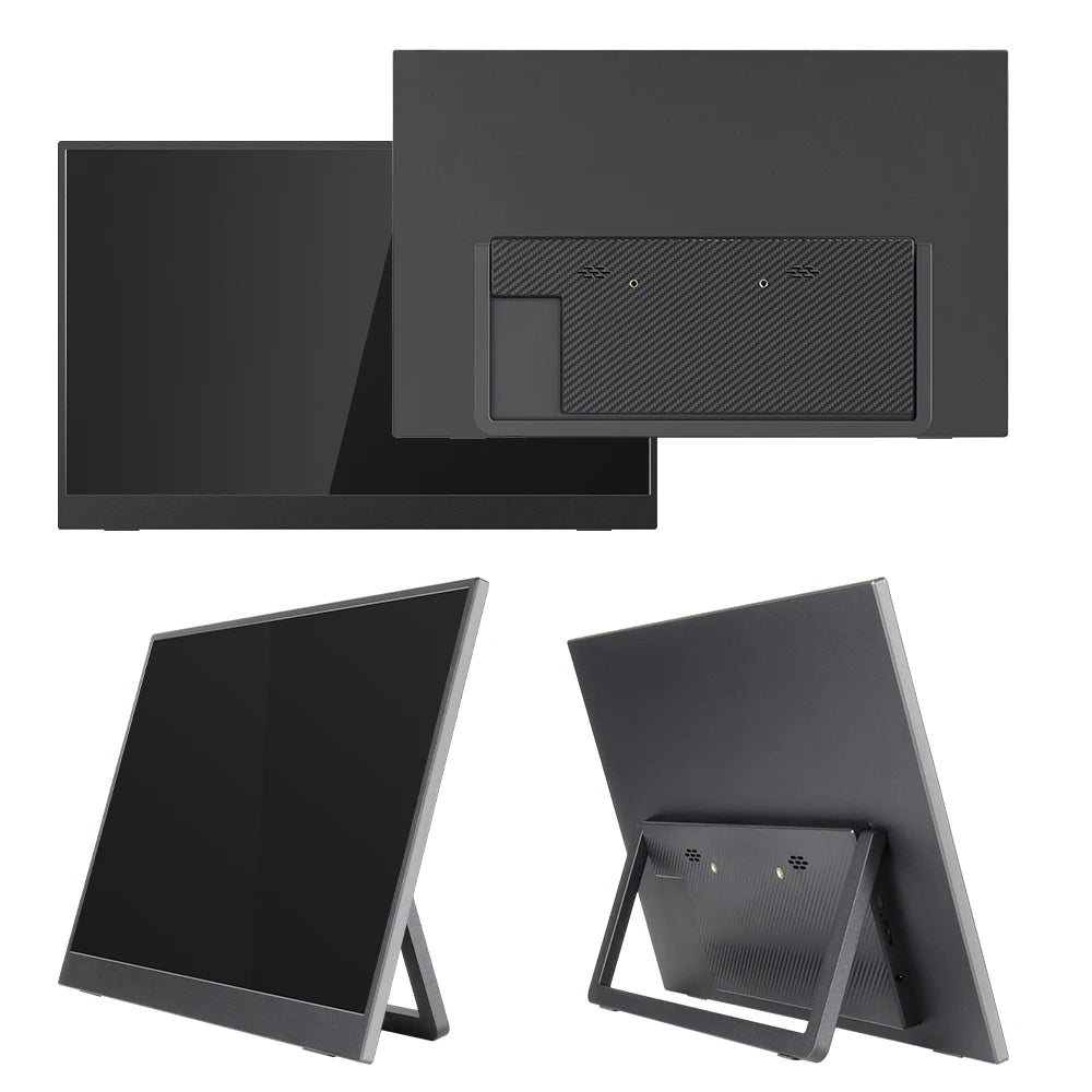 SIBOLAN Monitor touchscreen portatile 15.6 pollici FHD IPS con doppio collegamento USB e supporto integrato per laptop e PC