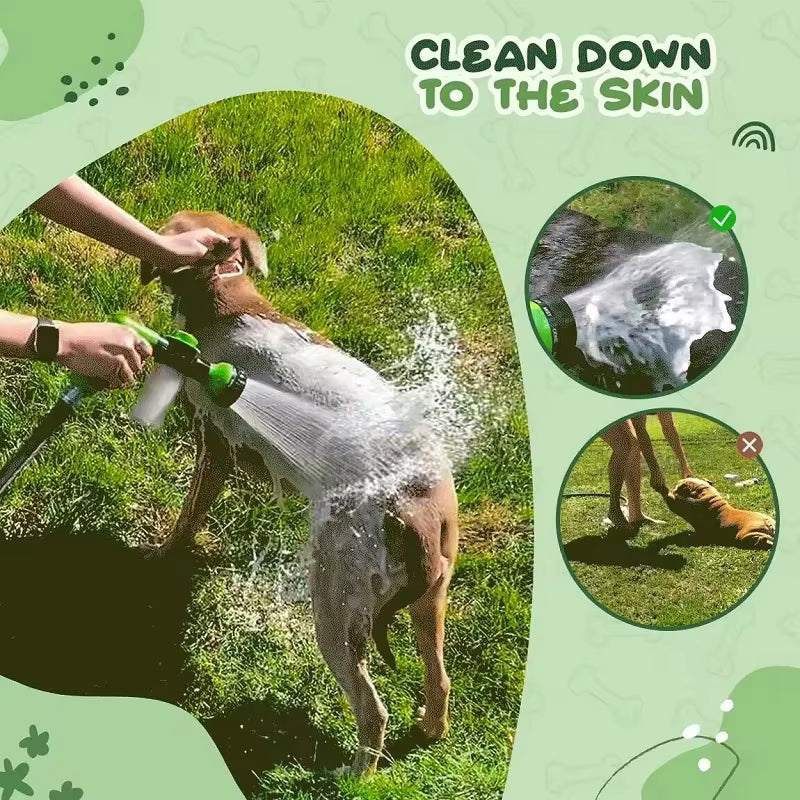 Pet Shower Nozzle 3 Mode Adjustable Multi-Use Dog Shower Gun with Hose, Foam Soap Sprayer for Pet Bath, Car Wash and Cleaning Tools