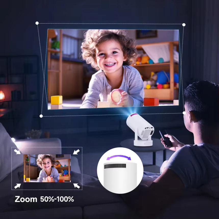Dazzler HY300 Ultra mini proiettore 4K Ultra HD portatile per home theater con WiFi e Bluetooth intelligenti, ideale per uso interno ed esterno