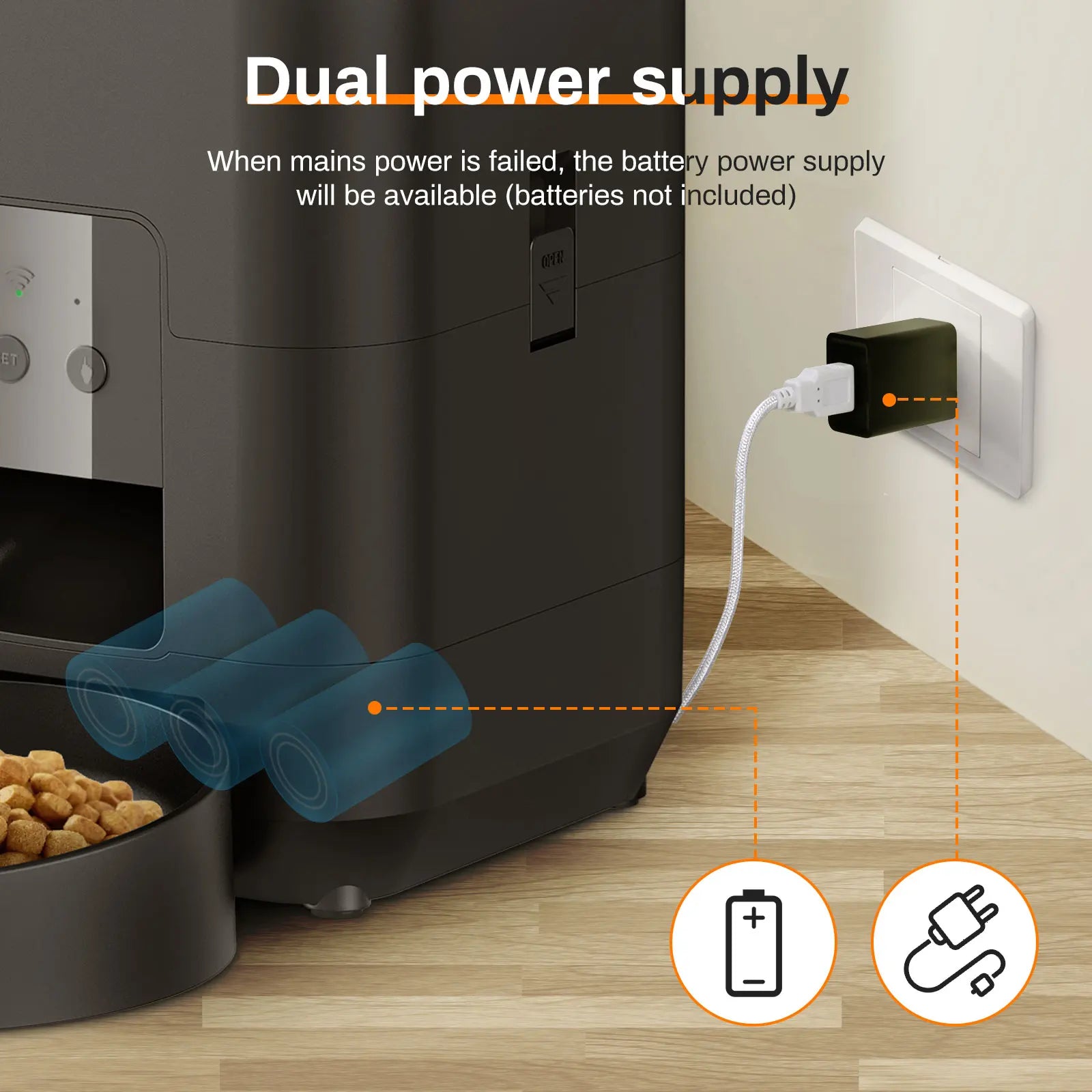 Smart Pet Feeder - Distributore automatico di cibo per cani e gatti da 2 litri con porzioni temporizzate e controllo tramite APP