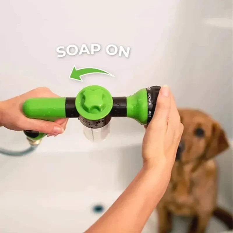 Pet Shower Nozzle 3 Mode Adjustable Multi-Use Dog Shower Gun with Hose, Foam Soap Sprayer for Pet Bath, Car Wash and Cleaning Tools