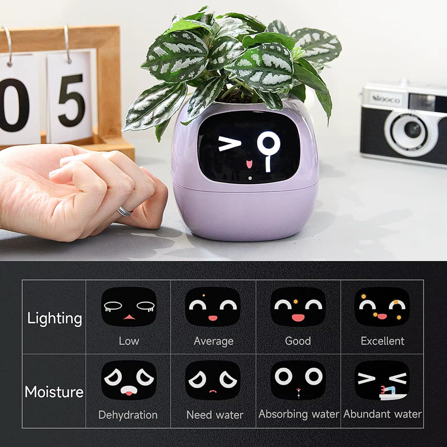 AI Smart Planter - Dispositivo di giardinaggio con interazione gestuale e monitoraggio dell'acqua in tempo reale, vasi intelligenti per la casa intelligente