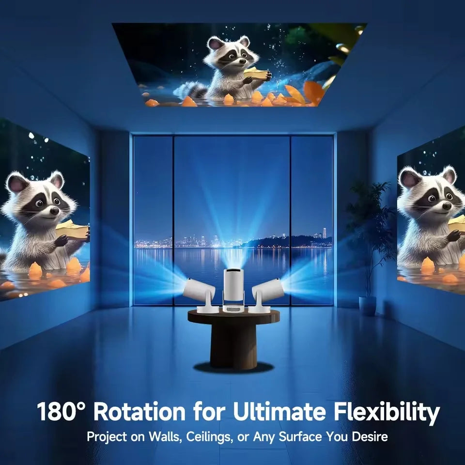 Dazzler HY300 Ultra mini proiettore 4K Ultra HD portatile per home theater con WiFi e Bluetooth intelligenti, ideale per uso interno ed esterno