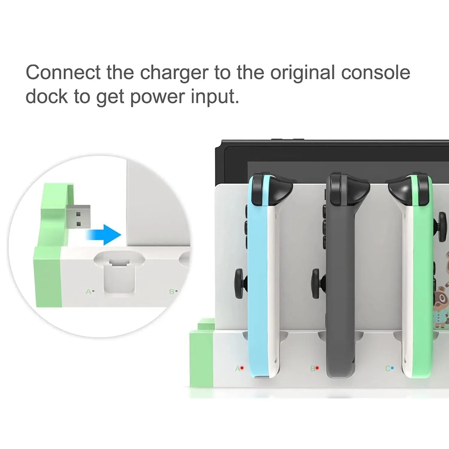 Caricabatterie IPEGA Joycon – Dock Station PG-9186 per Nintendo Switch e OLED | Carica 4 controller contemporaneamente | Display di stato compatto e LED