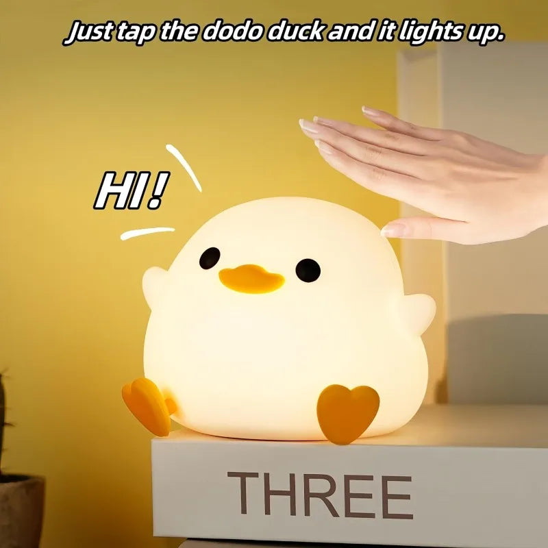 Duoduo Duck – Simpatica luce notturna con controllo touch, lampada ricaricabile per camera da letto e soggiorno