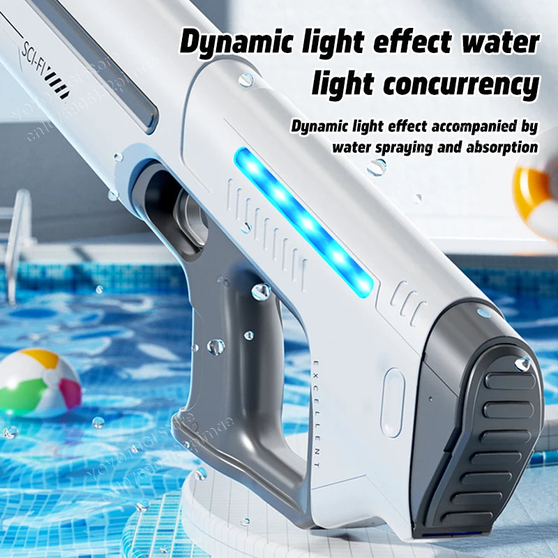 Water Blaster Pro – Pistola ad acqua elettrica completamente automatica con grande capacità e sistema autoassorbente | Giocattolo estivo da esterno per bambini
